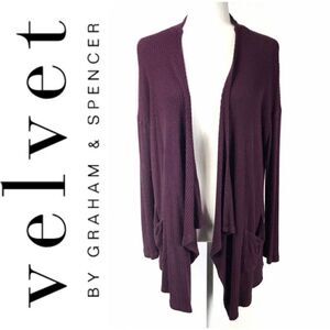 VELVET BY GRAHAM & SPENCER Burgundy Thermal Drape Cardigan. Medium. Women’s.
